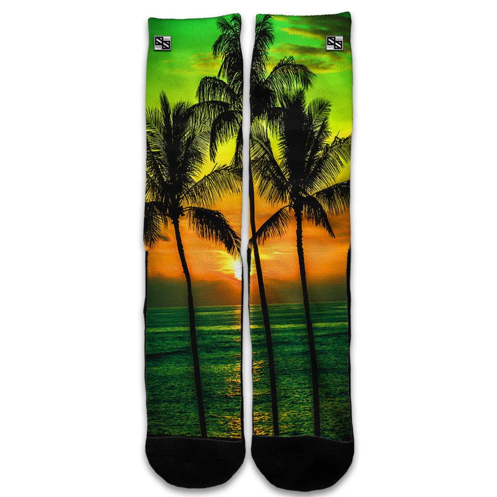 Sunset Palm Trees Ocean Universal Socks