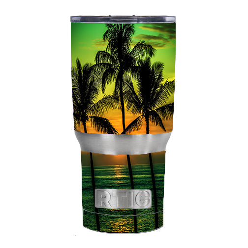  Sunset Palm Trees Ocean RTIC 20oz Tumbler Skin
