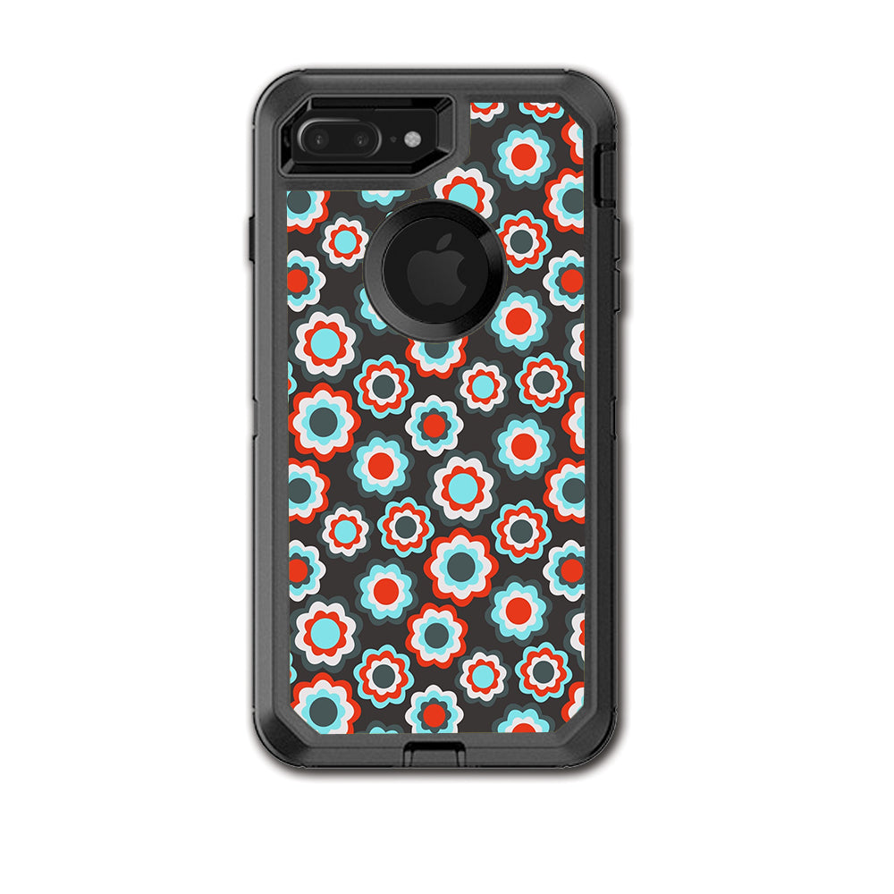  Retro Flowers Otterbox Defender iPhone 7+ Plus or iPhone 8+ Plus Skin