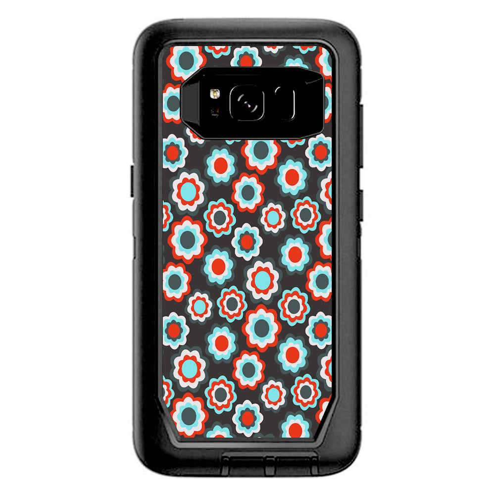  Retro Flowers Otterbox Defender Samsung Galaxy S8 Skin