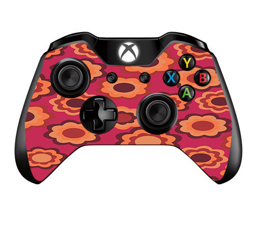  Retro Flowers Pink Microsoft Xbox One Controller Skin