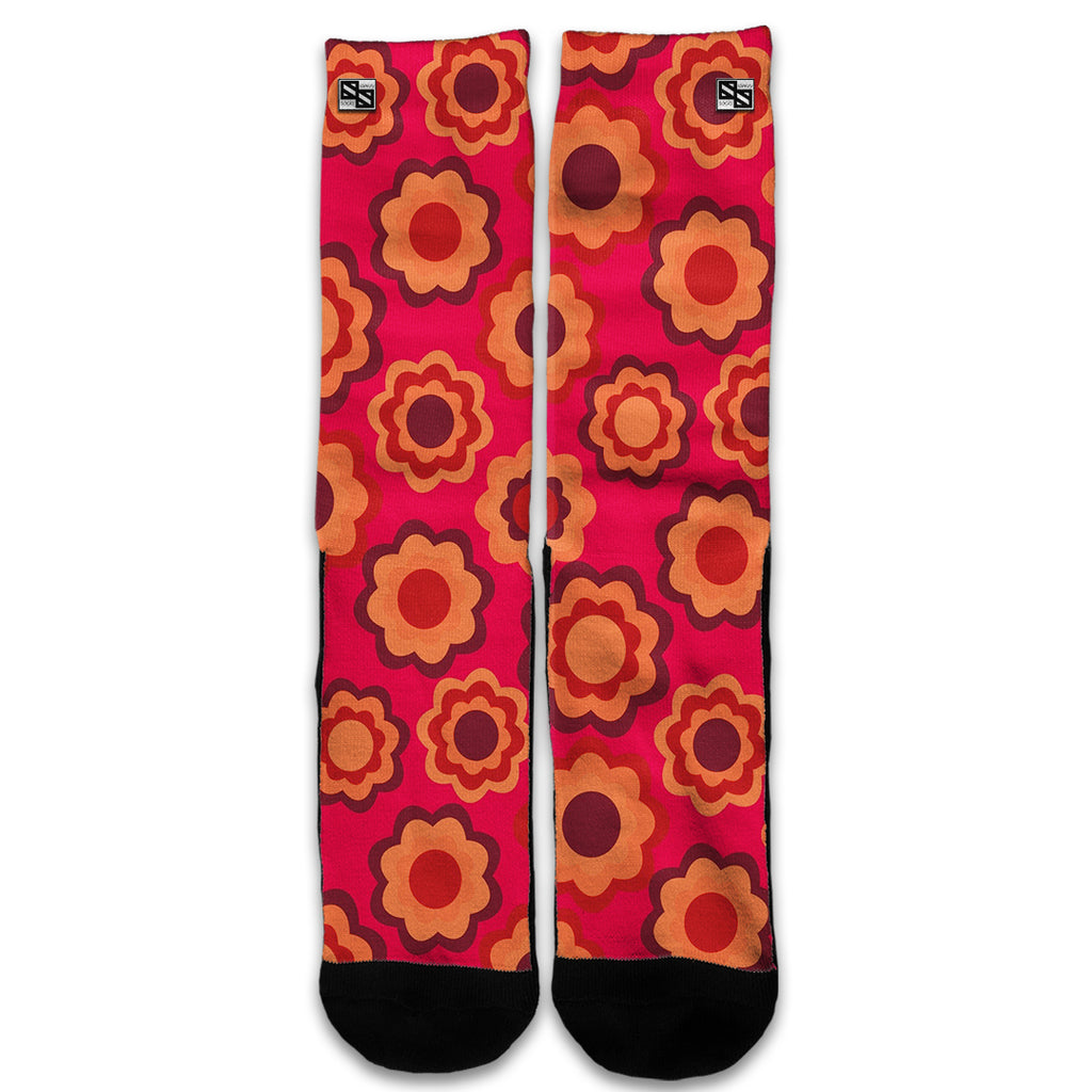  Retro Flowers Pink Universal Socks