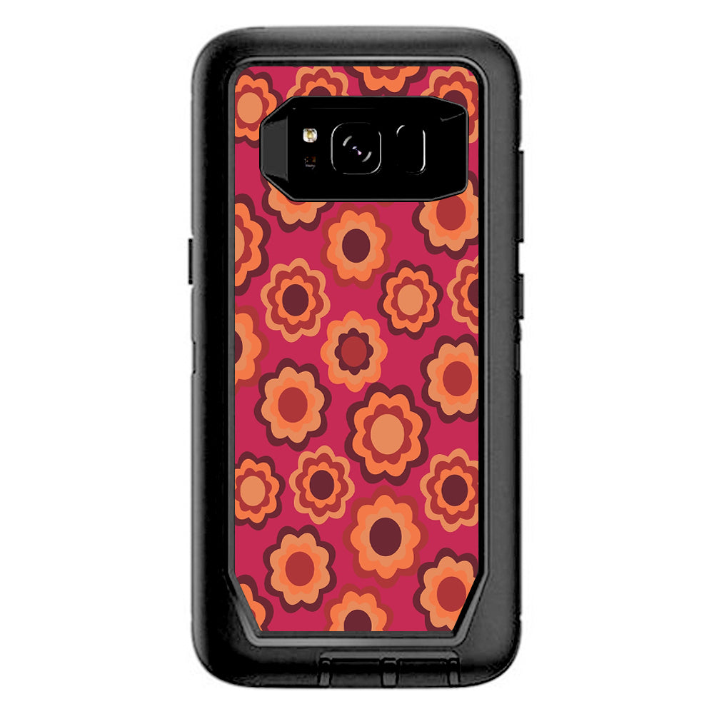  Retro Flowers Pink Otterbox Defender Samsung Galaxy S8 Skin
