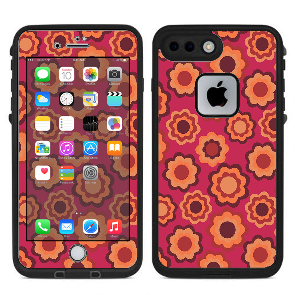  Retro Flowers Pink Lifeproof Fre iPhone 7 Plus or iPhone 8 Plus Skin