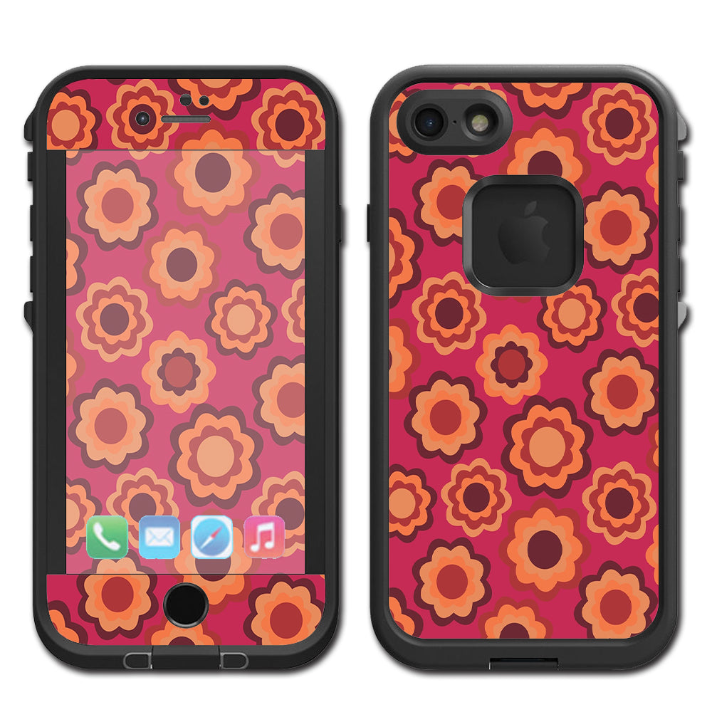  Retro Flowers Pink Lifeproof Fre iPhone 7 or iPhone 8 Skin