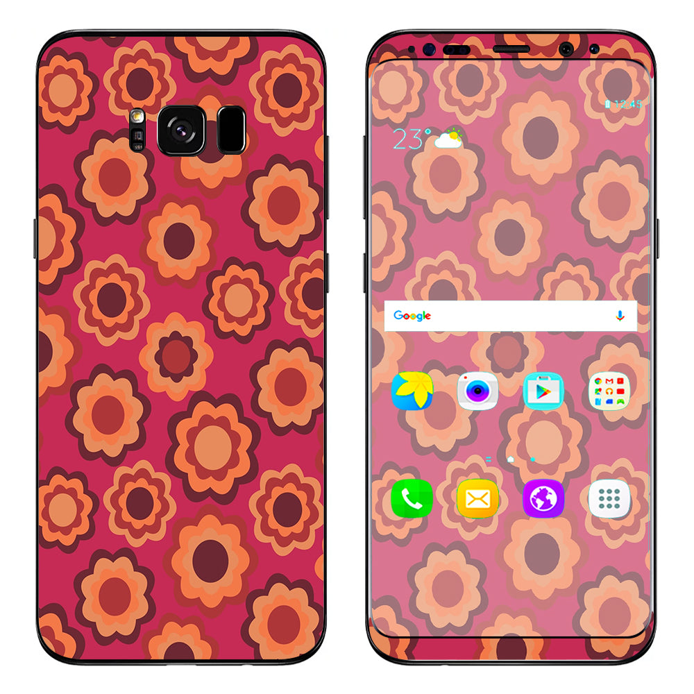 Retro Flowers Pink Samsung Galaxy S8 Plus Skin