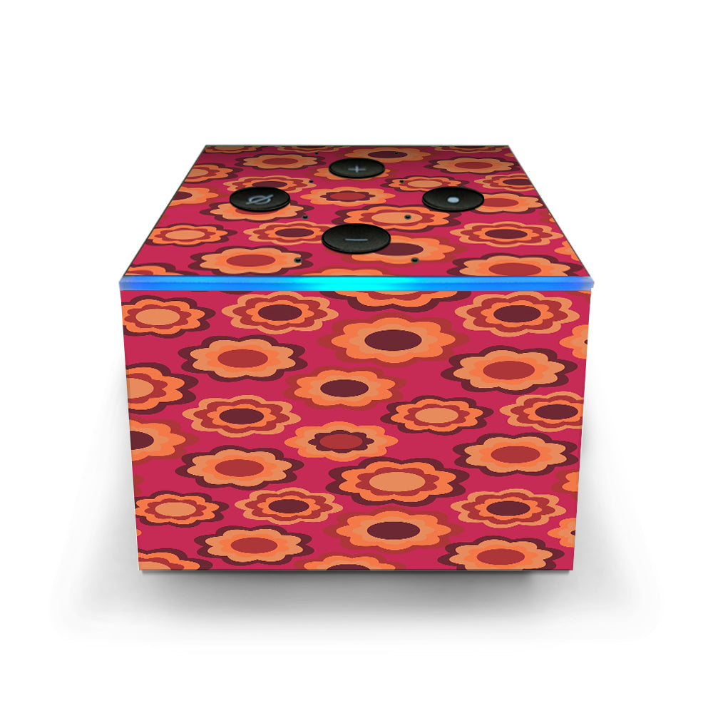  Retro Flowers Pink Amazon Fire TV Cube Skin