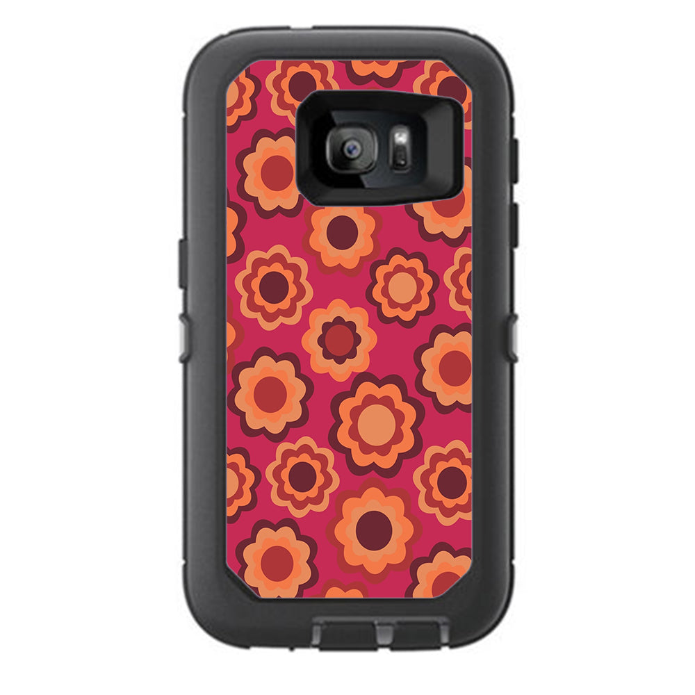  Retro Flowers Pink Otterbox Defender Samsung Galaxy S7 Skin