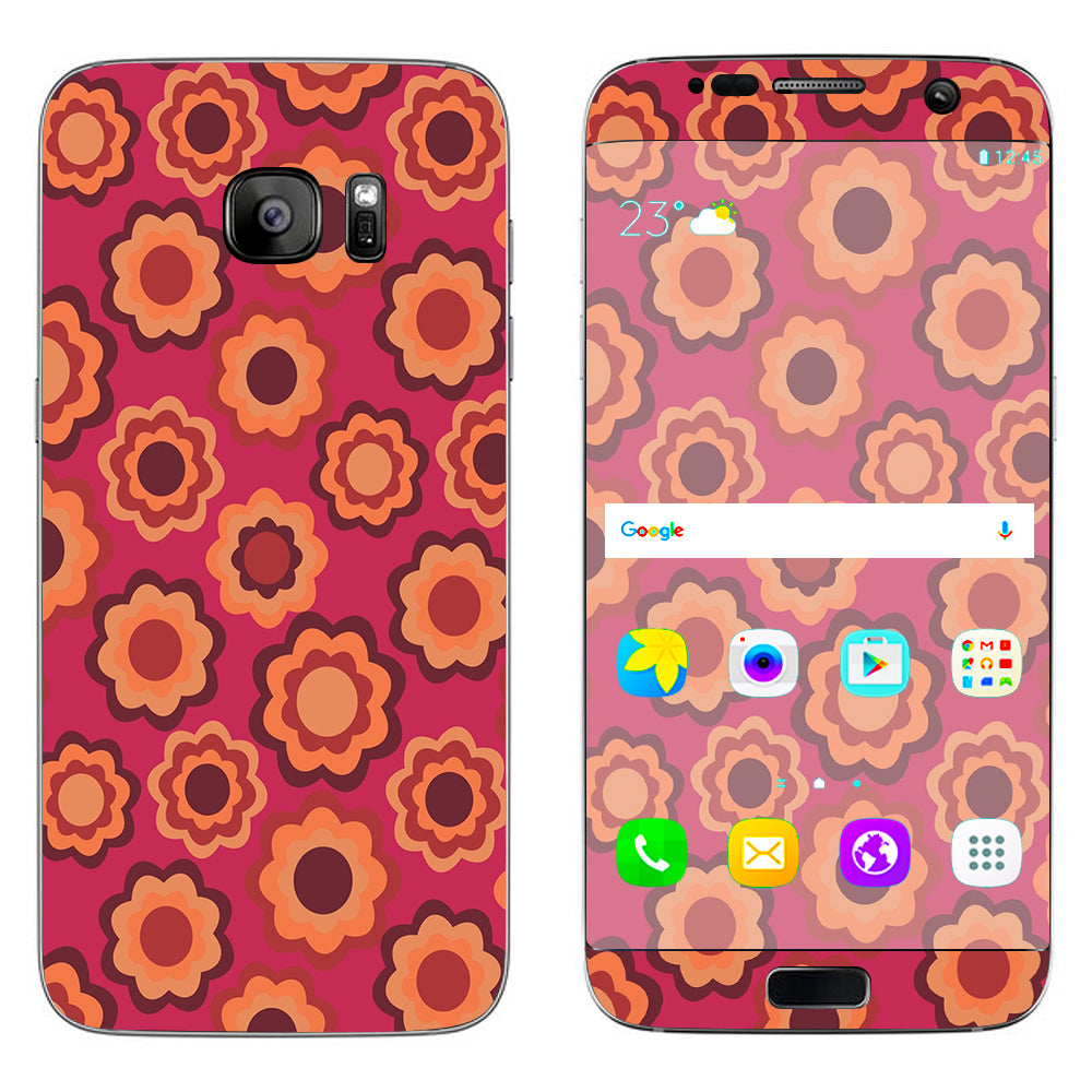  Retro Flowers Pink Samsung Galaxy S7 Edge Skin