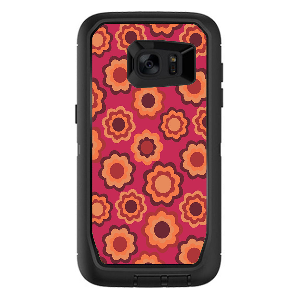  Retro Flowers Pink Otterbox Defender Samsung Galaxy S7 Edge Skin