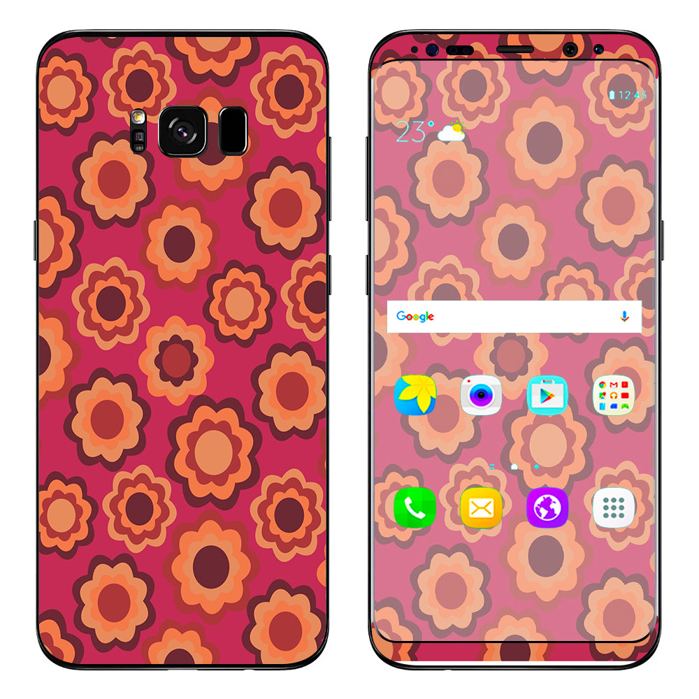  Retro Flowers Pink Samsung Galaxy S8 Skin