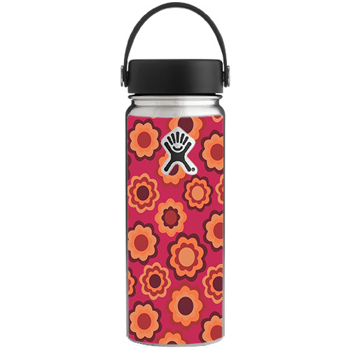  Retro Flowers Pink Hydroflask 18oz Wide Mouth Skin
