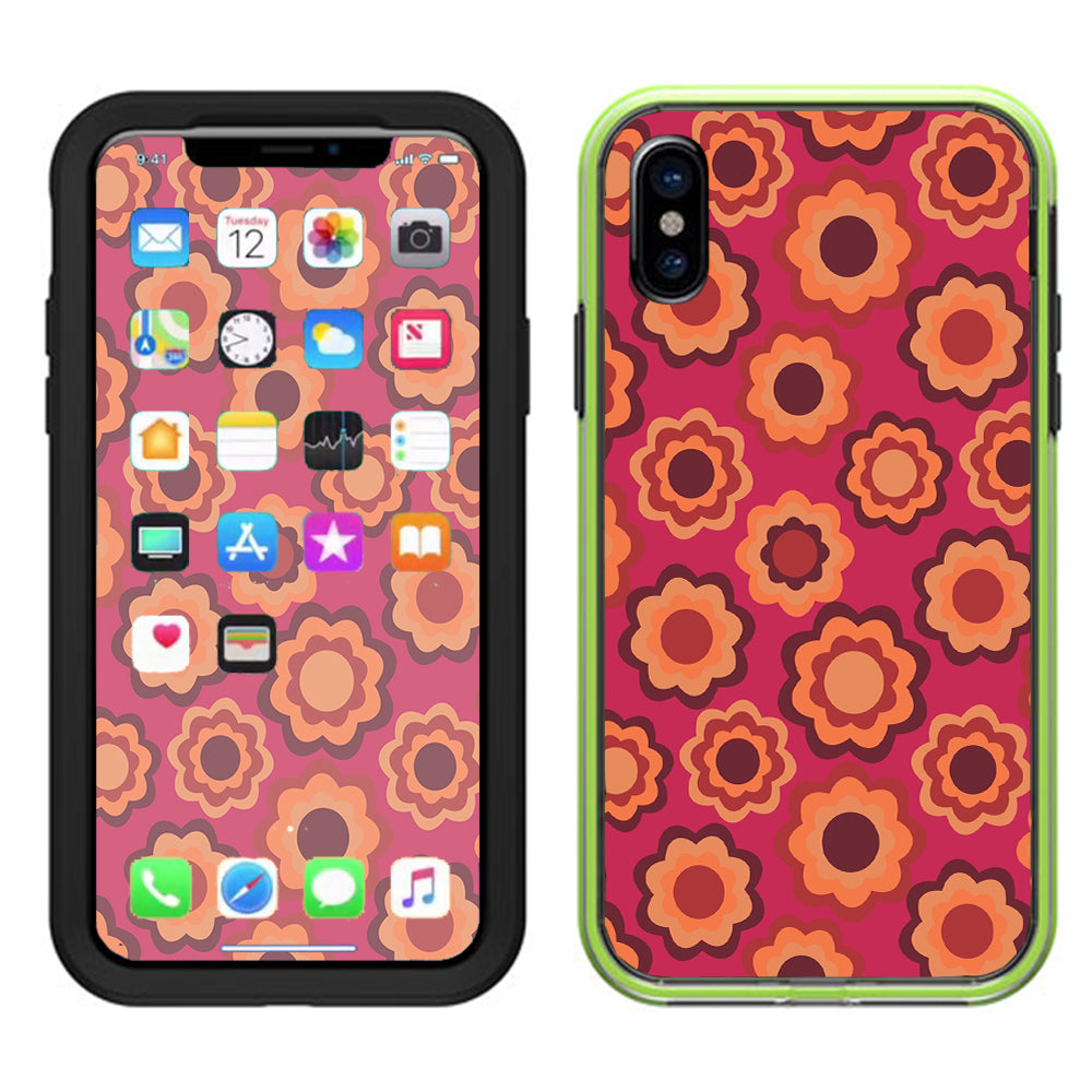  Retro Flowers Pink Lifeproof Slam Case iPhone X Skin