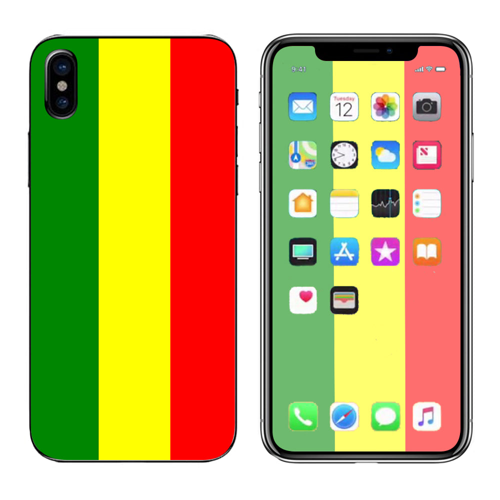  Rasta Reggae Colors Apple iPhone X Skin