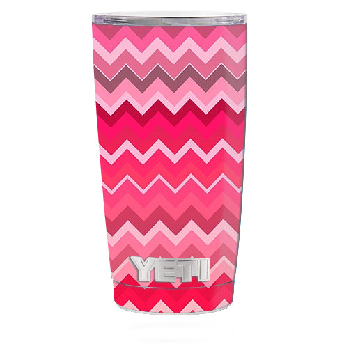  Red Pink Chevron Yeti 20oz Rambler Tumbler Skin