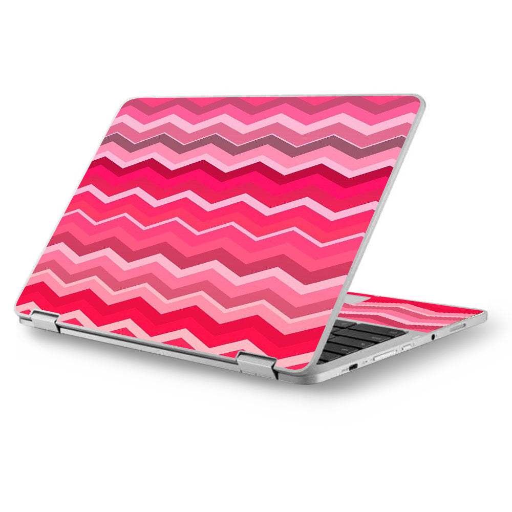  Red Pink Chevron Asus Chromebook Flip 12.5" Skin