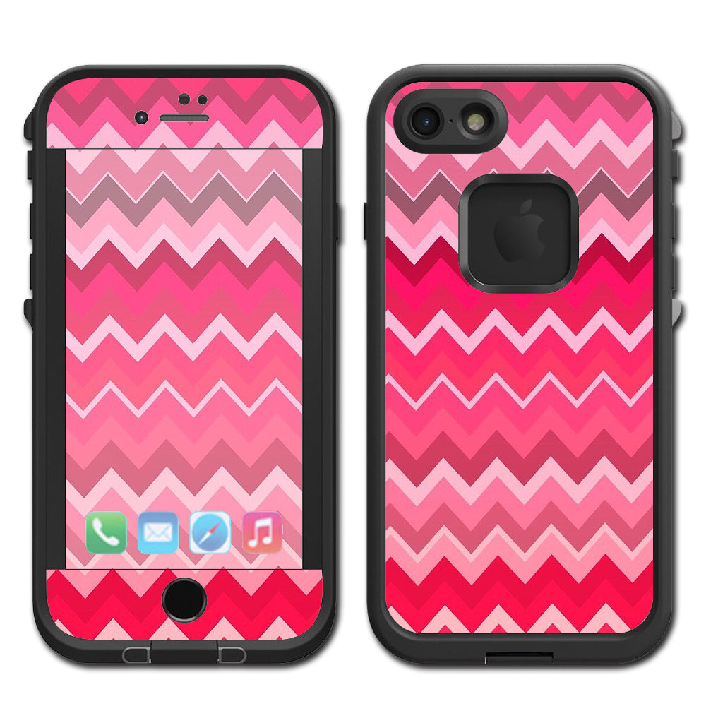  Red Pink Chevron Lifeproof Fre iPhone 7 or iPhone 8 Skin