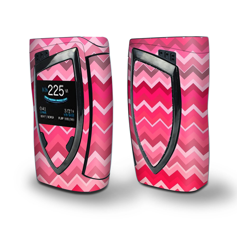 Skin Decal Vinyl Wrap for Smok Devilkin Kit 225w Vape (includes TFV12 Prince Tank Skins) skins cover/ Red Pink Chevron