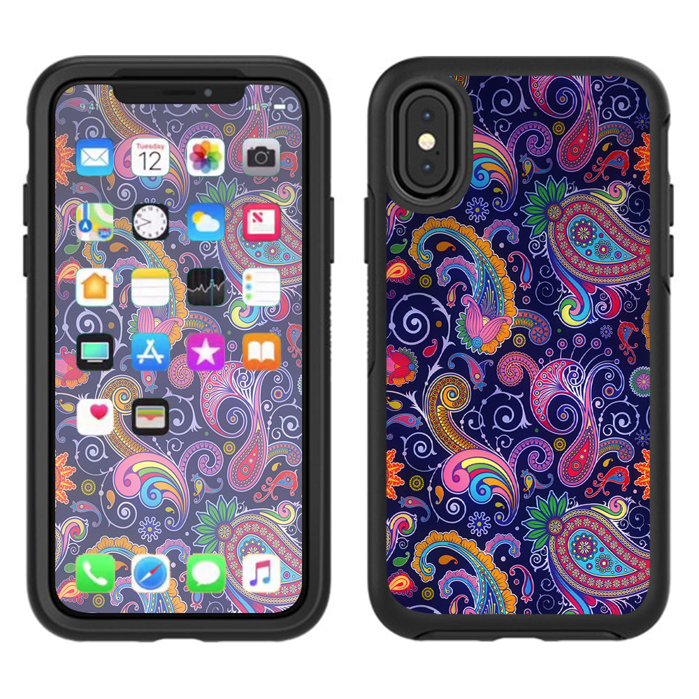  Purple Paisley Otterbox Defender Apple iPhone X Skin
