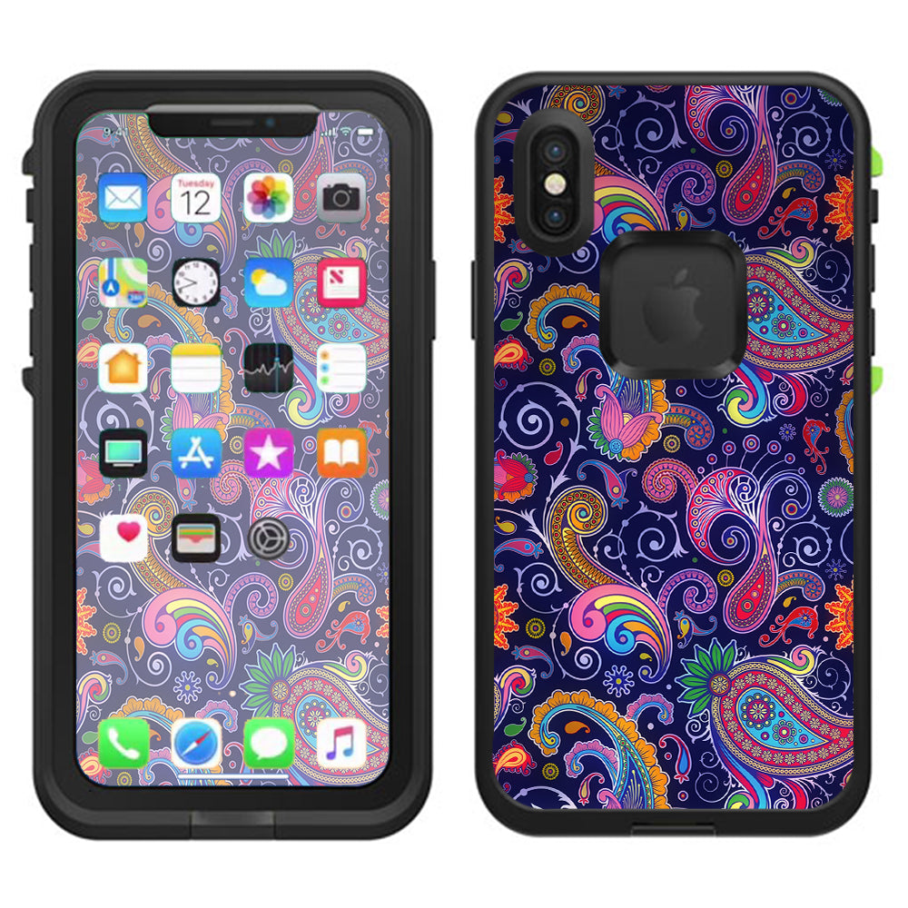  Purple Paisley Lifeproof Fre Case iPhone X Skin