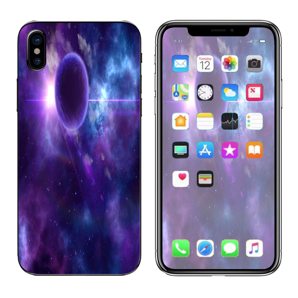  Purple Moon Galaxy Apple iPhone X Skin