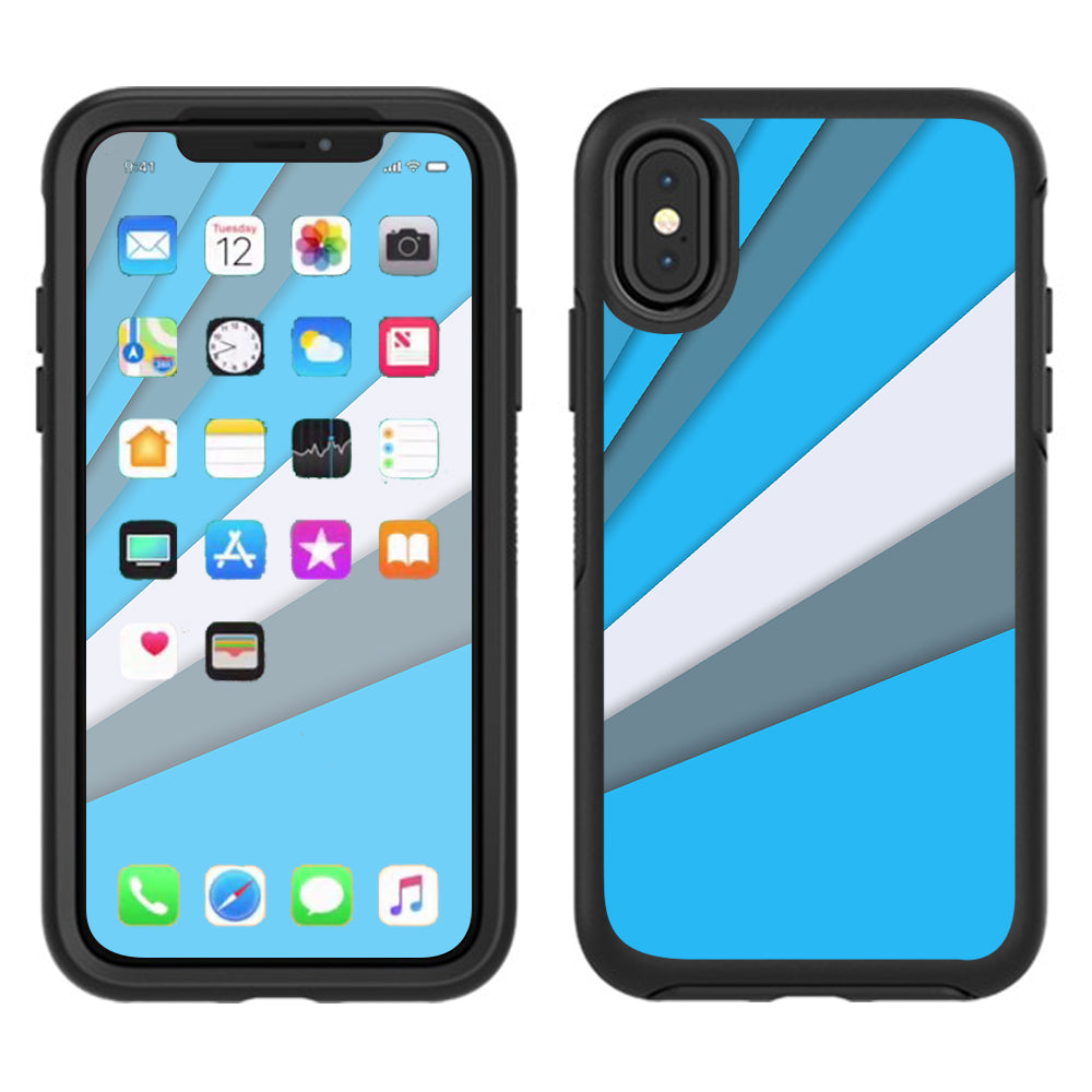  Blue Abstract Pattern Otterbox Defender Apple iPhone X Skin