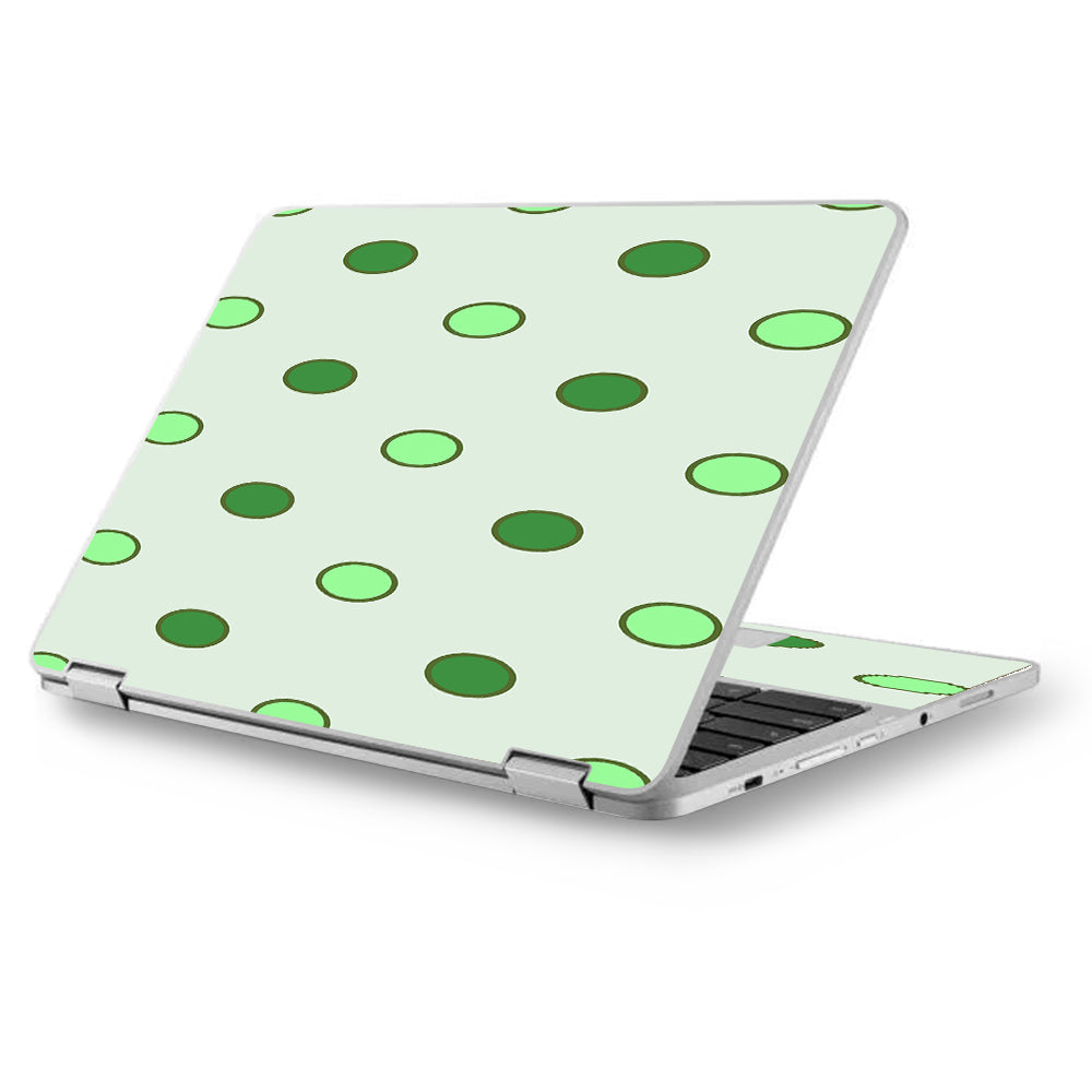 Green Polka Dots Asus Chromebook Flip 12.5" Skin