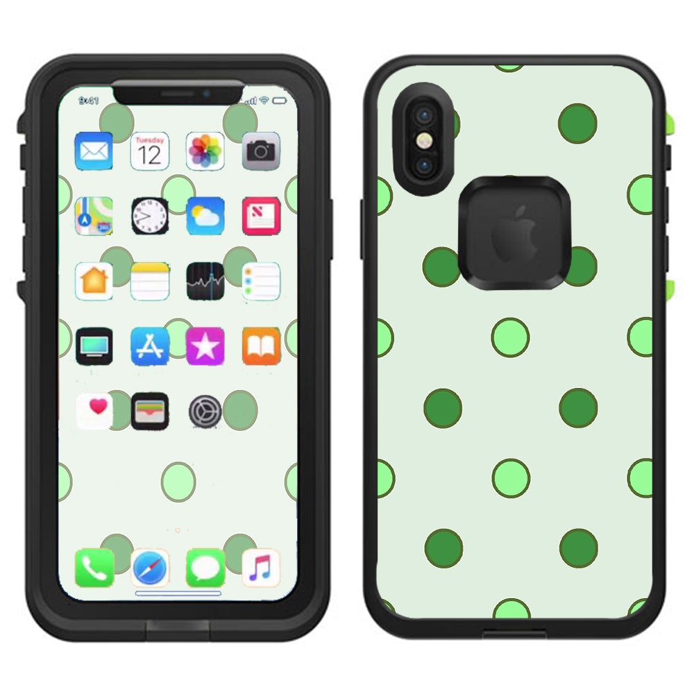  Green Polka Dots Lifeproof Fre Case iPhone X Skin