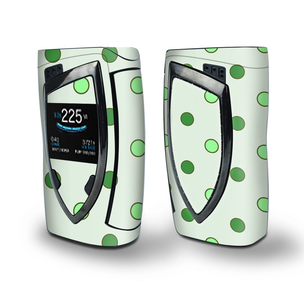 Skin Decal Vinyl Wrap for Smok Devilkin Kit 225w Vape (includes TFV12 Prince Tank Skins) skins cover/ Green Polka Dots