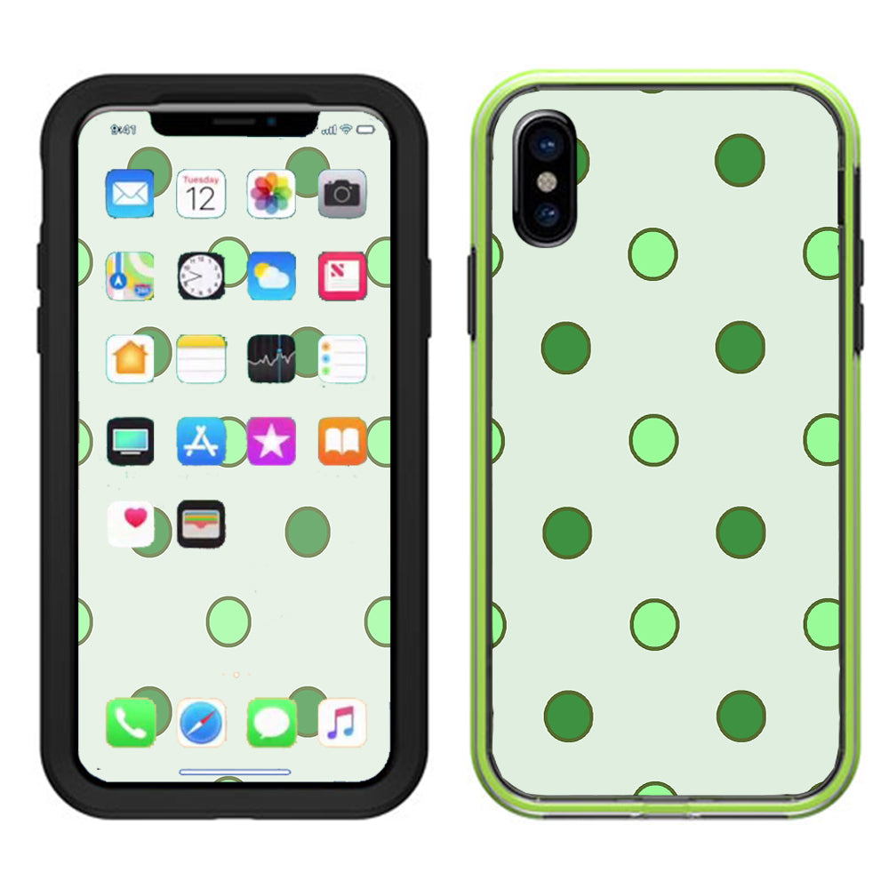  Green Polka Dots Lifeproof Slam Case iPhone X Skin