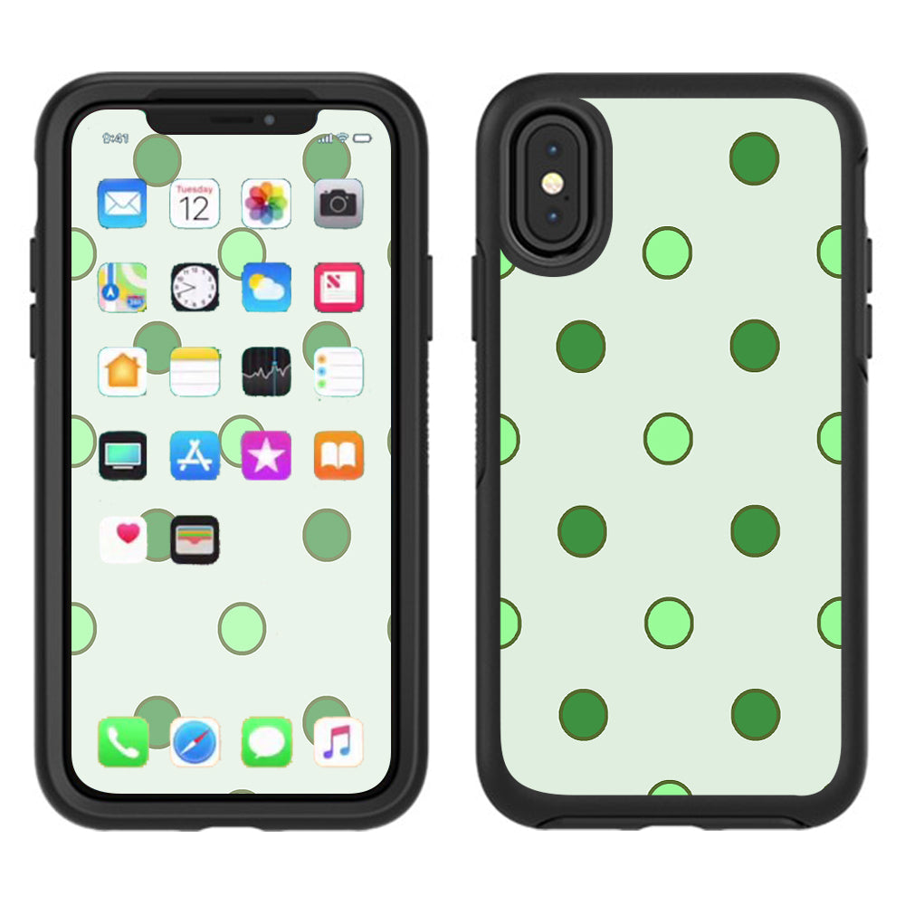  Green Polka Dots Otterbox Defender Apple iPhone X Skin