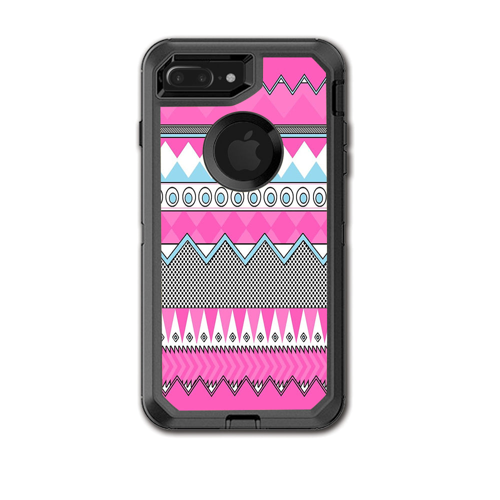  Pink Aztec Tribal Chevron Otterbox Defender iPhone 7+ Plus or iPhone 8+ Plus Skin