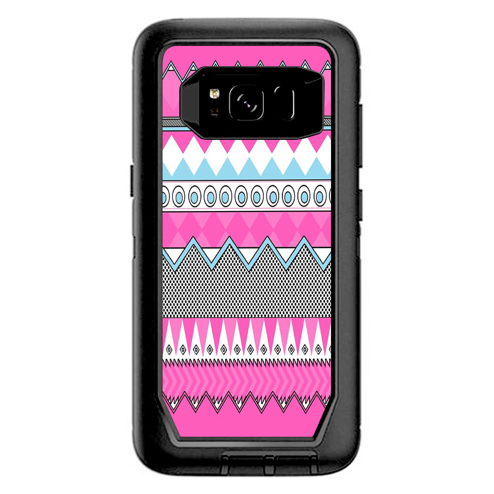  Pink Aztec Tribal Chevron Otterbox Defender Samsung Galaxy S8 Skin