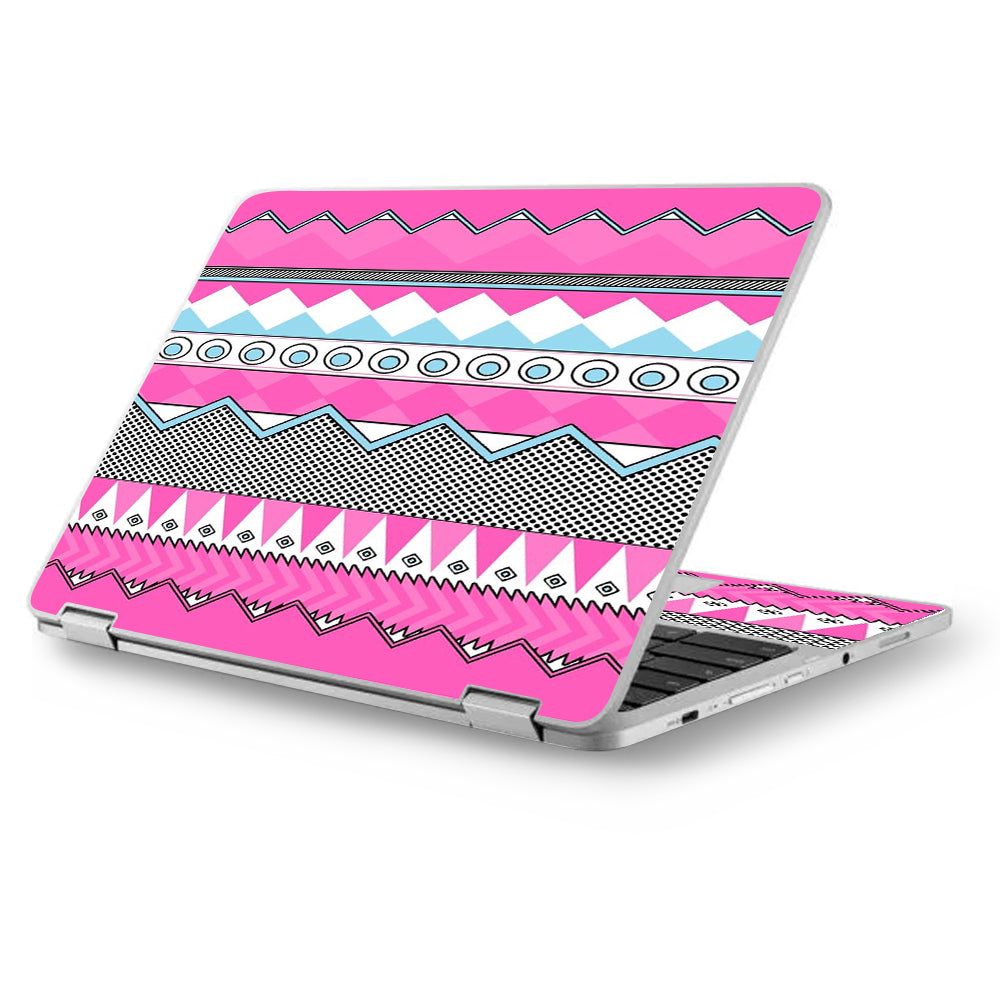  Pink Aztec Tribal Chevron Asus Chromebook Flip 12.5" Skin