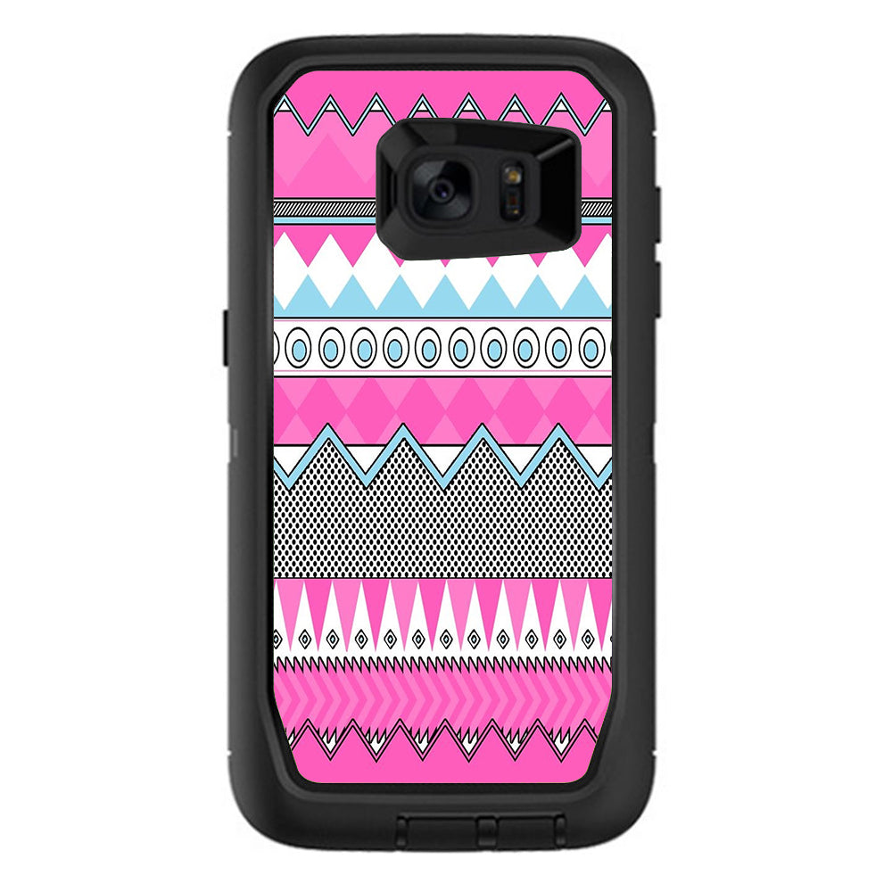  Pink Aztec Tribal Chevron Otterbox Defender Samsung Galaxy S7 Edge Skin