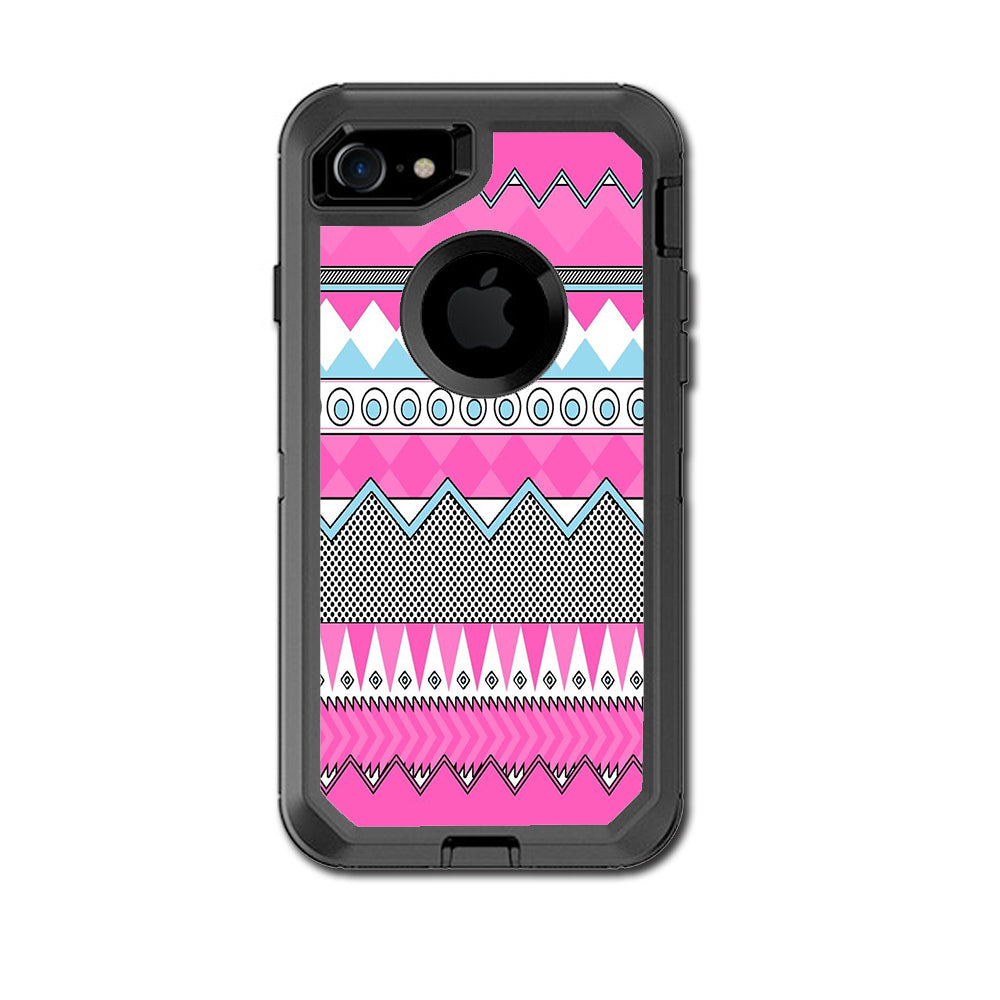  Pink Aztec Tribal Chevron Otterbox Defender iPhone 7 or iPhone 8 Skin
