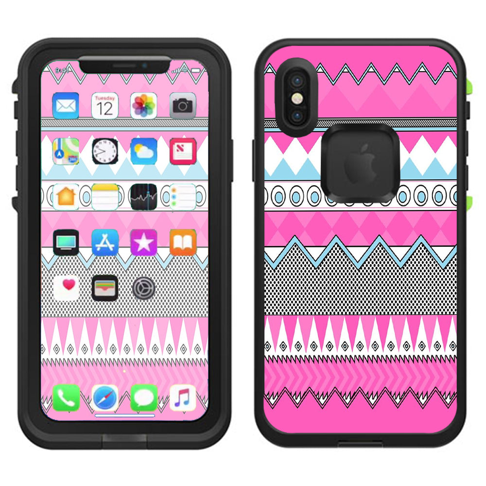  Pink Aztec Tribal Chevron Lifeproof Fre Case iPhone X Skin