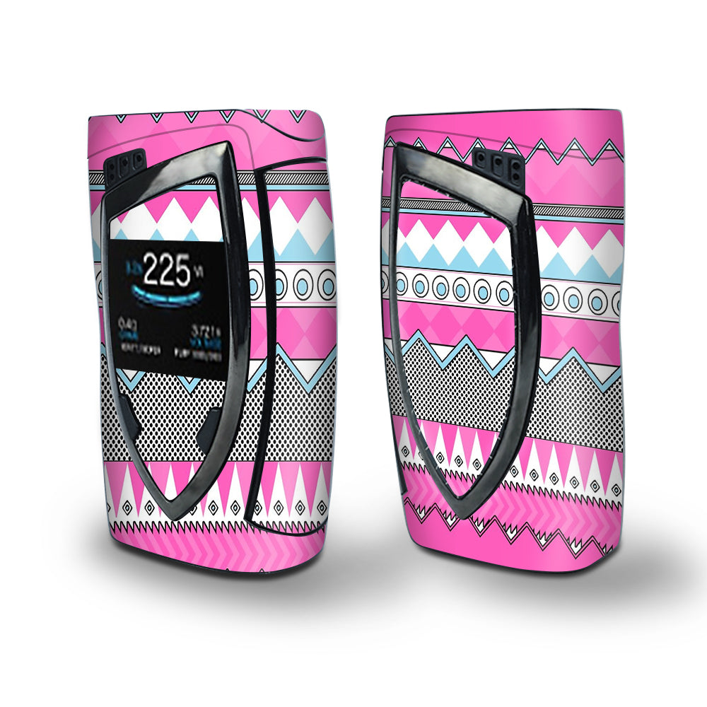 Skin Decal Vinyl Wrap for Smok Devilkin Kit 225w Vape (includes TFV12 Prince Tank Skins) skins cover/ Pink Aztec Tribal Chevron