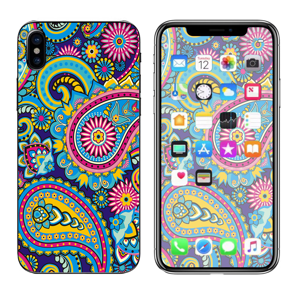  Colorful Paisley Mix Apple iPhone X Skin