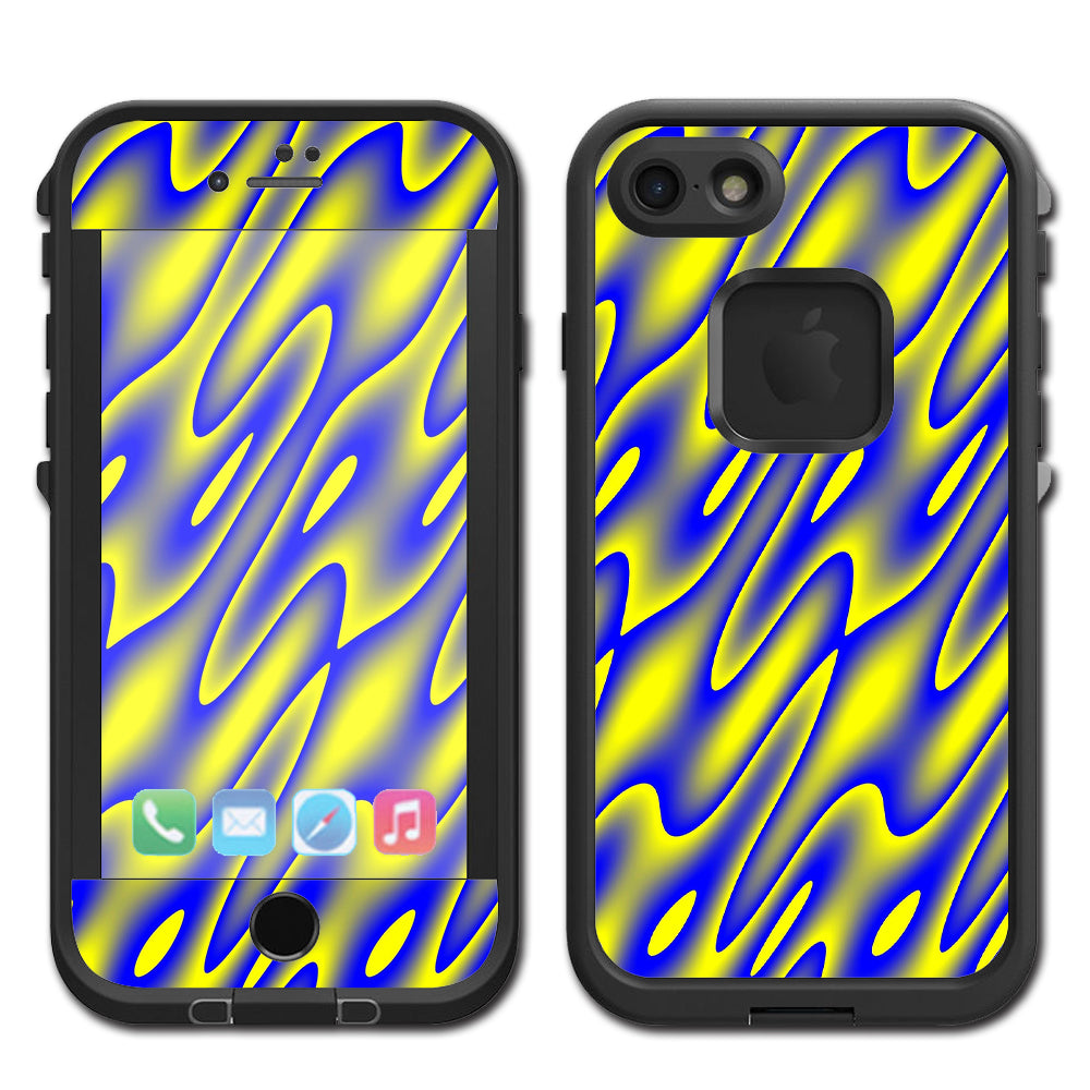  Neon Blue Yellow Trippy Lifeproof Fre iPhone 7 or iPhone 8 Skin