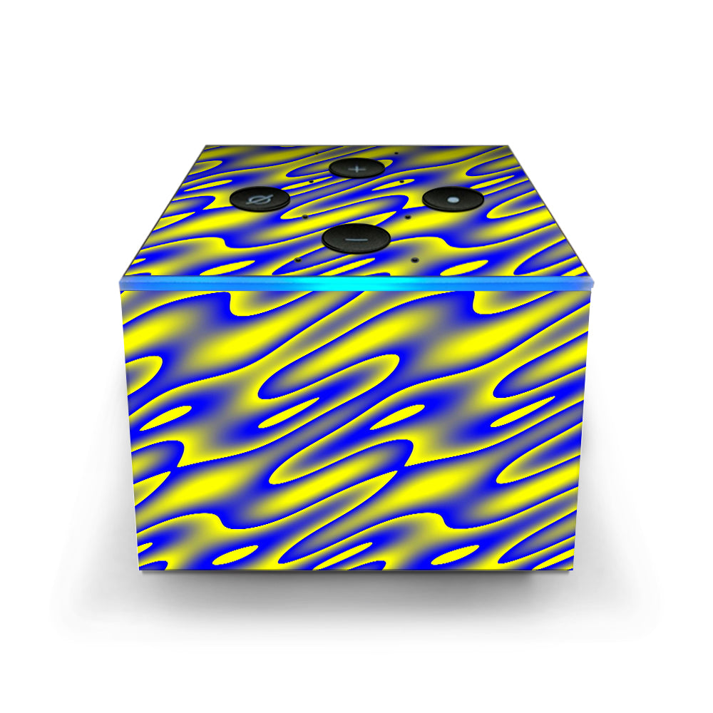 Neon Blue Yellow Trippy Amazon Fire TV Cube Skin