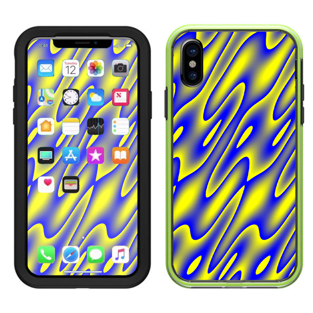  Neon Blue Yellow Trippy Lifeproof Slam Case iPhone X Skin