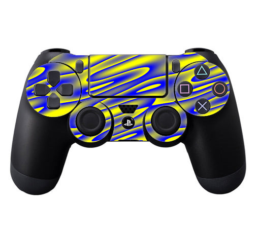  Neon Blue Yellow Trippy Sony Playstation PS4 Controller Skin