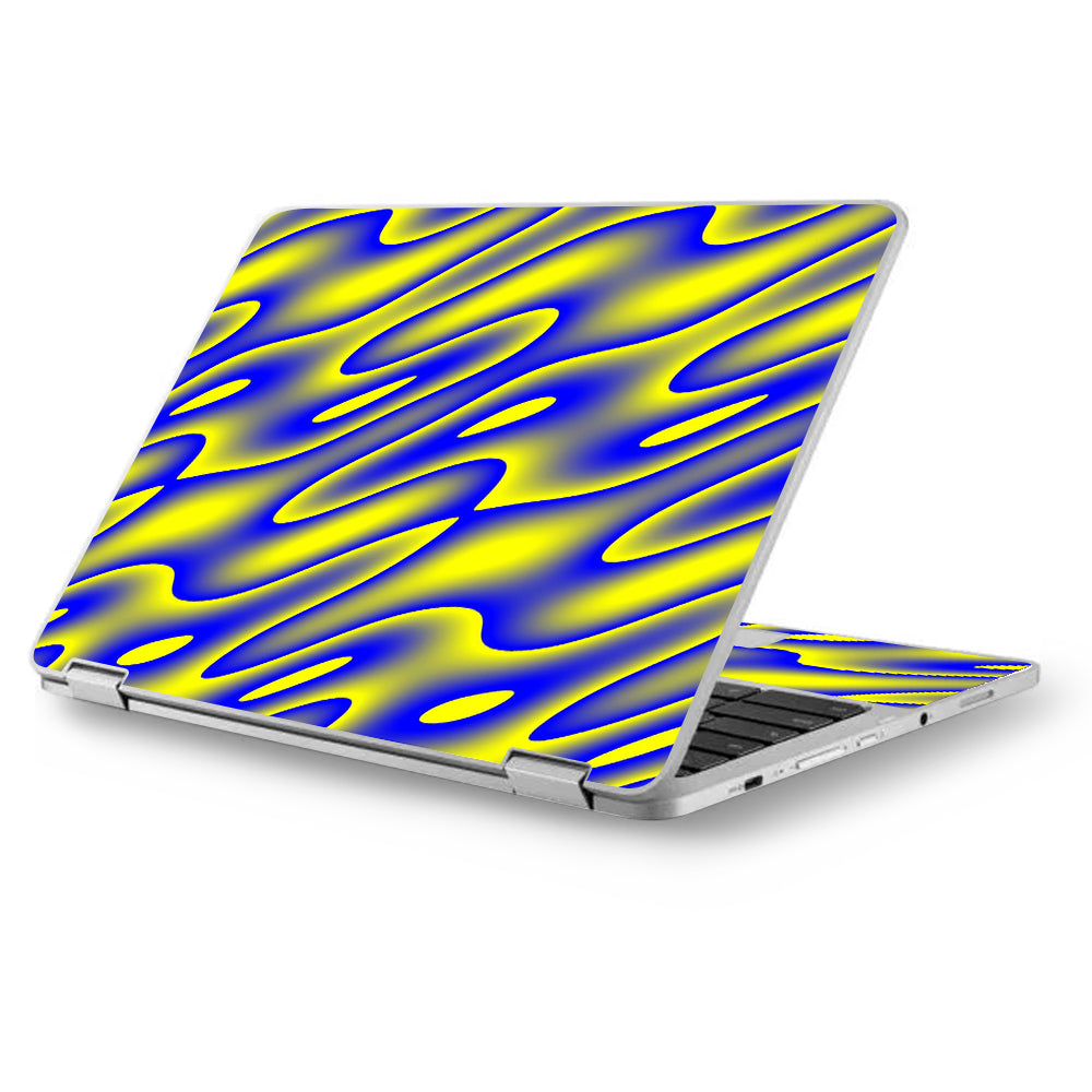  Neon Blue Yellow Trippy Asus Chromebook Flip 12.5" Skin