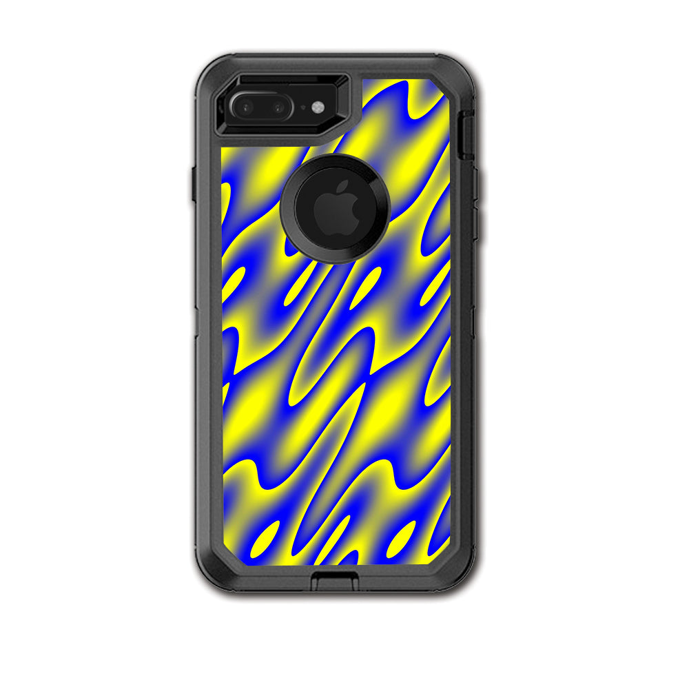  Neon Blue Yellow Trippy Otterbox Defender iPhone 7+ Plus or iPhone 8+ Plus Skin
