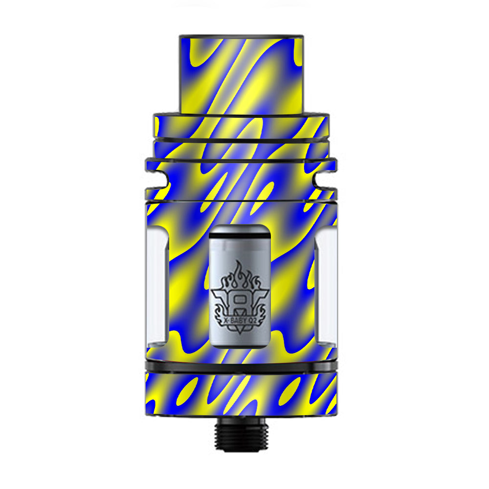  Neon Blue Yellow Trippy TFV8 X-baby Tank Smok Skin