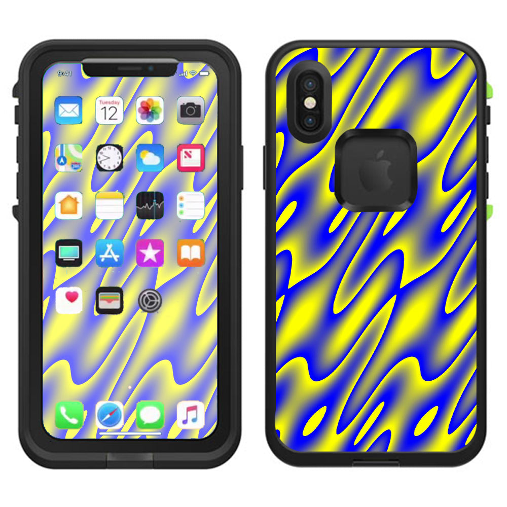  Neon Blue Yellow Trippy Lifeproof Fre Case iPhone X Skin