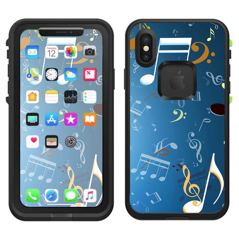  Flying Music Notes Lifeproof Fre Case iPhone X Skin