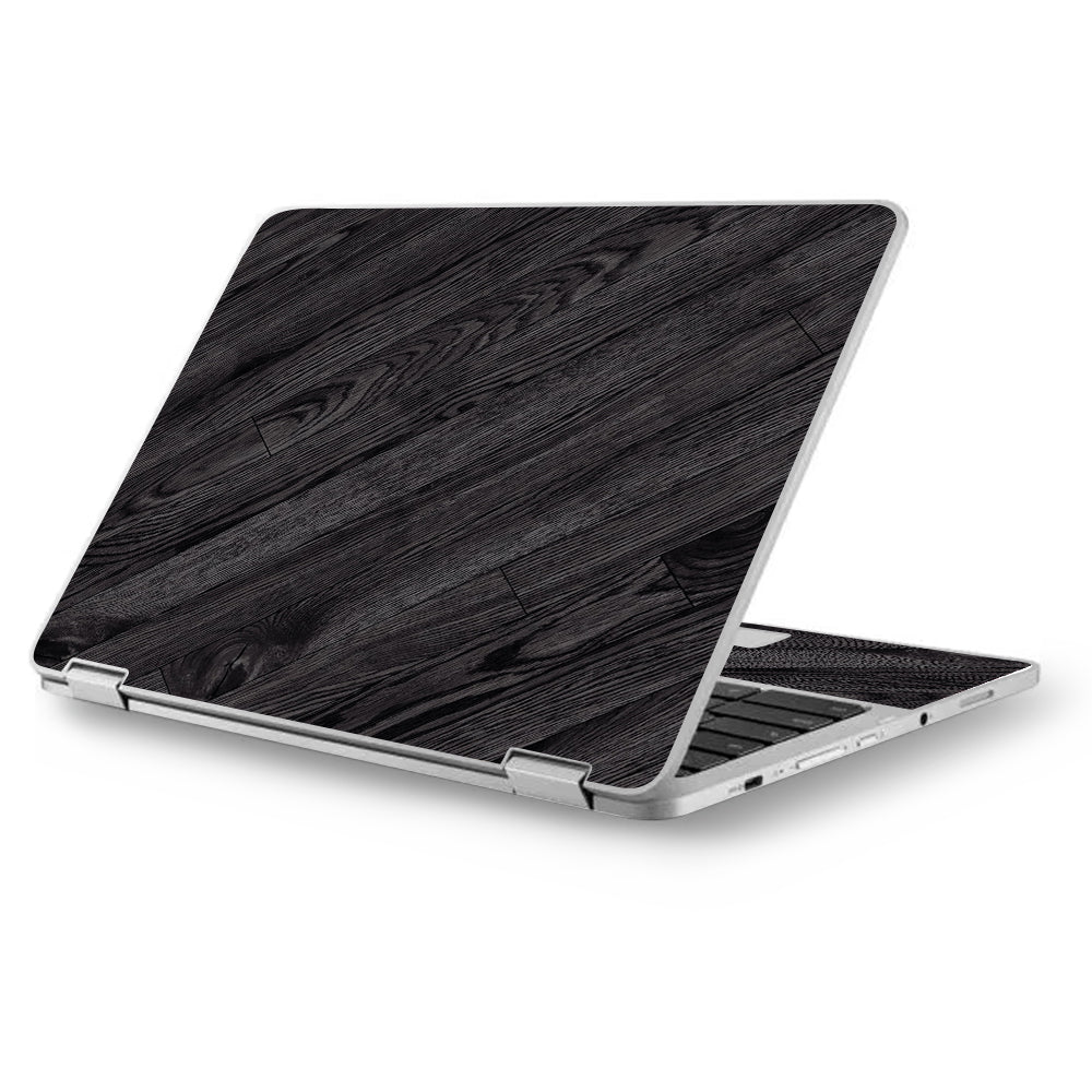  Black Wood Asus Chromebook Flip 12.5" Skin