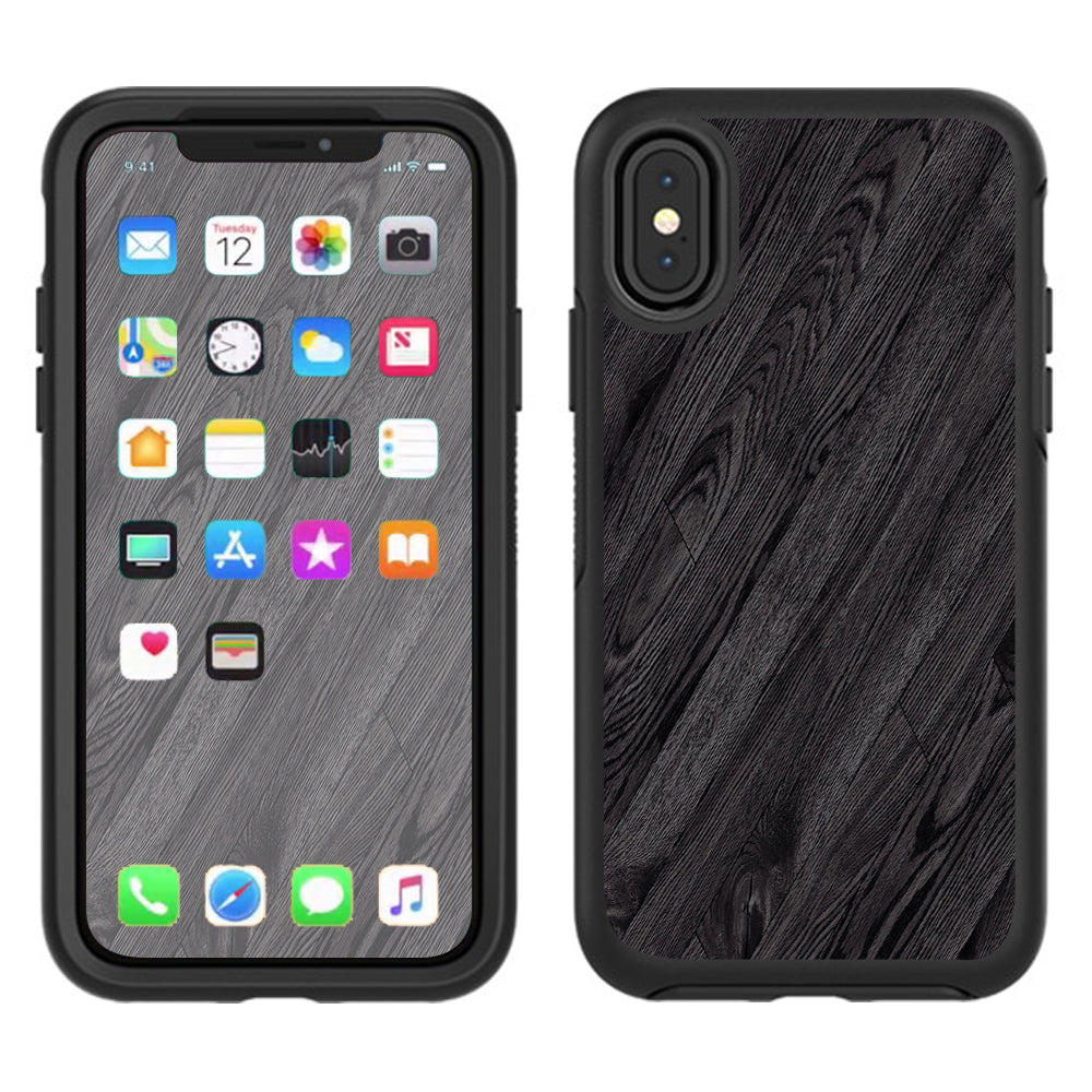  Black Wood Otterbox Defender Apple iPhone X Skin